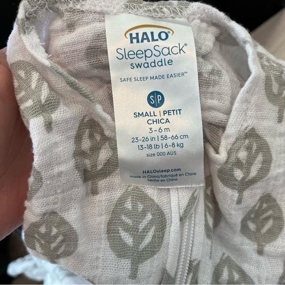 HALO SleepSack Swaddle Small S 3-6M Cotton Muslin Adjustable Gray Leaf - Picture 10 of 10